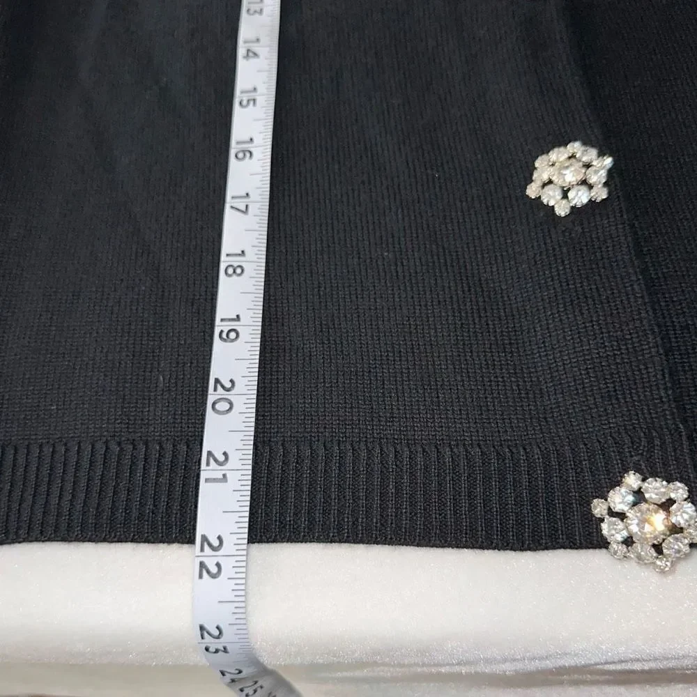 Vintage Talbots Merino Wool Sweater Cardigan w Rhinestone‎ Buttons Womens PL